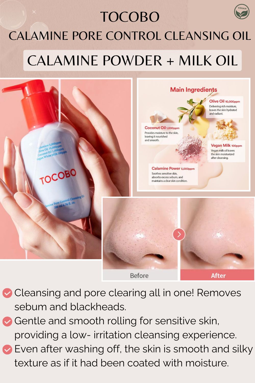 TOCOBO- Calamine pore control cleansing oil 200ml